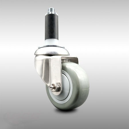 Service Caster 3.5 Inch 316SS Gray Polyurethane Wheel Swivel 1 Inch Expanding Stem Caster SCC-SS316EX20S3514-PPUB-1